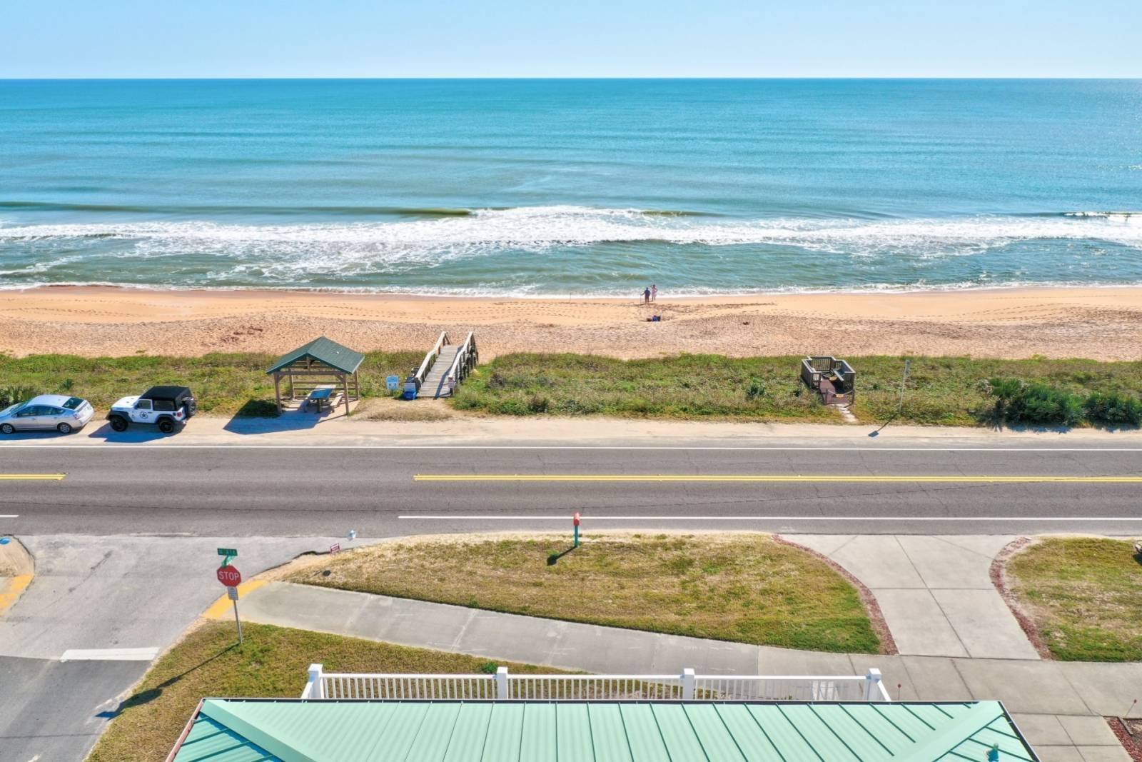 Aerial view showing beach access and A1A frontage